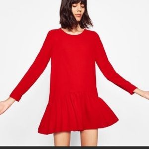 Zara red frilly peplum skort romper, size s
